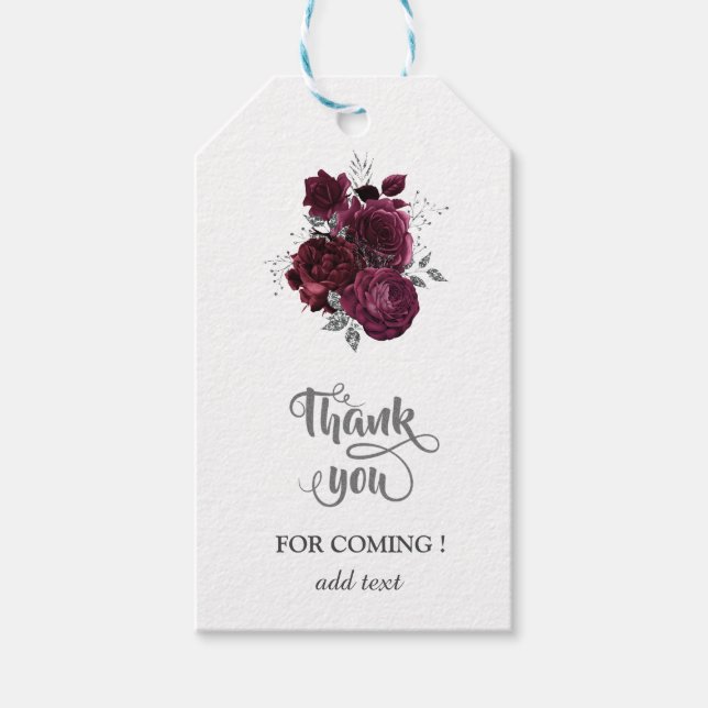 Burgundy Roses Gift Tags (Front)