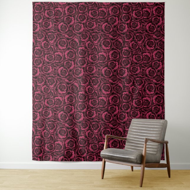 Burgundy roses tapestry (In Situ)