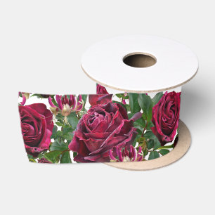 Burgundy Roses Wedding Ribbon Satin Ribbon