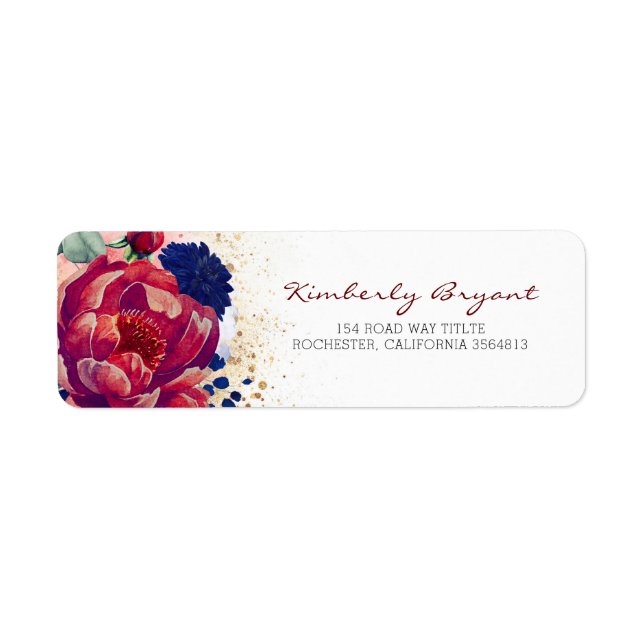 Burgundy Rouge et bleu marine Floral (Devant)