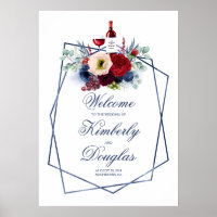 Burgundy Rouge et bleu marine Mariage Affiche de b