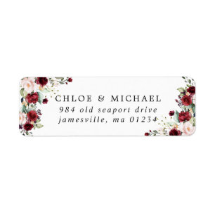 Burgundy Rouge Floral Russe Mariage Retour Adresse