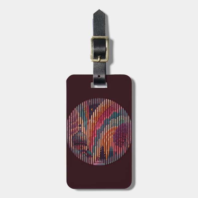 Burgundy Round Stripe Luggage Tag – Customizable (Front Vertical)