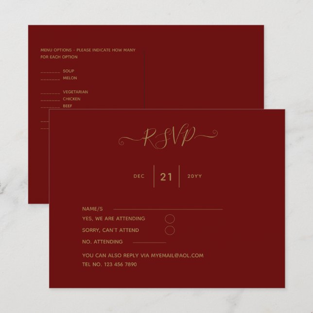 Burgundy RSVP Postcard (Front/Back)