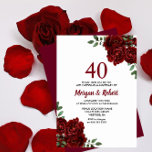 Burgundy Ruby Red Rose 40th Wedding Anniversary Invitation<br><div class="desc">Burgundy Ruby Red Rose 40th Wedding Anniversary Invitation

See matching collection in store</div>