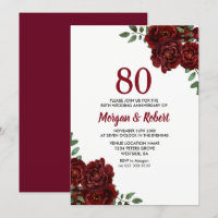 Burgundy Ruby Red Rose 80th Wedding Anniversary