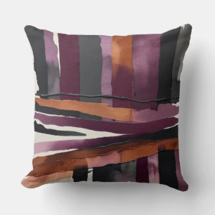 Burgundy, Rust and Black abstract Throw Pillow