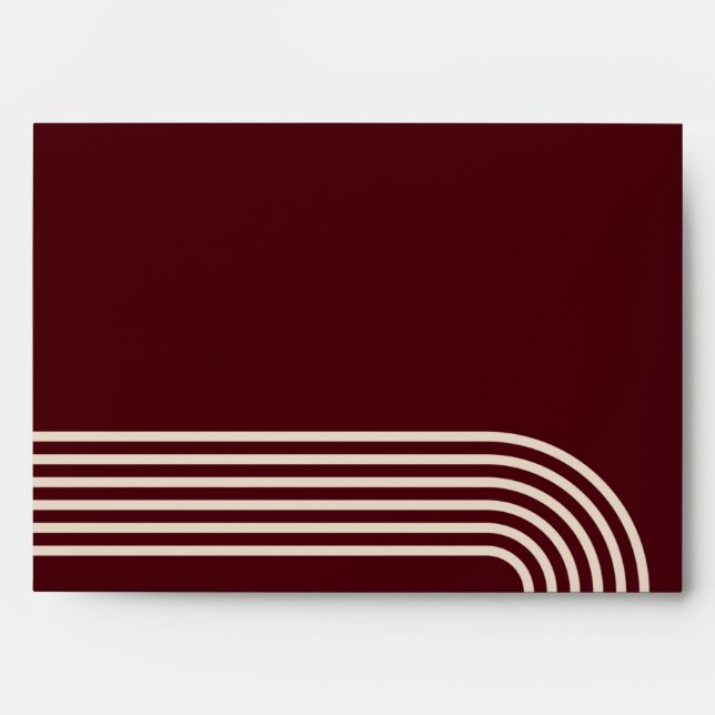 Burgundy Rustic Boho Arched Modern Wedding Envelope (Front)