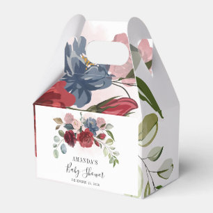 Burgundy Rustic Floral Baby Shower Custom Favor Box