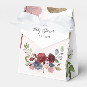 Burgundy Rustic Floral Baby Shower Custom Favor Box