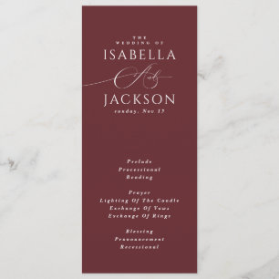 Burgundy Rustic Outdoor Wedding  Program