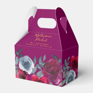 Burgundy Sage Green Blue Floral Branded Product Favor Box