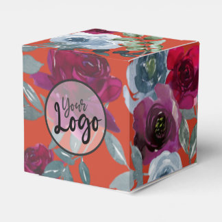 Burgundy Sage Green Rust Dusty Blue Branded Floral Favor Box