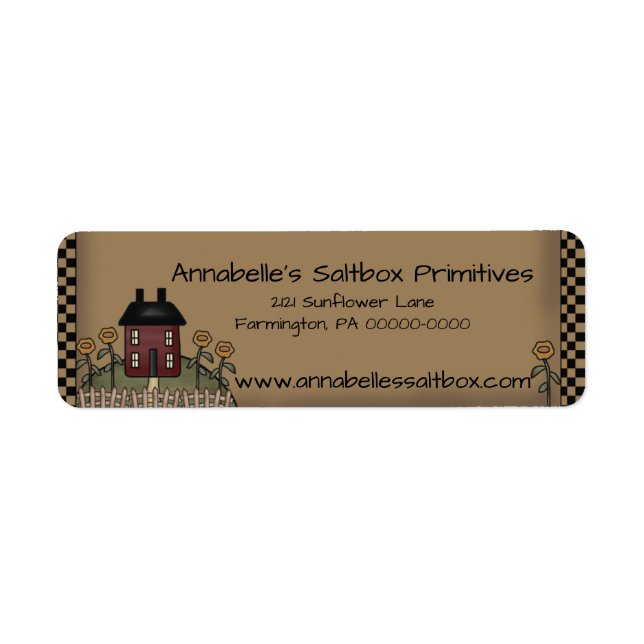Burgundy Saltbox & Sunflowers Personalized Address (Front)