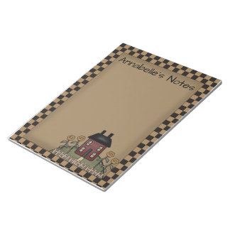 Burgundy Saltbox & Sunflowers Personalized Note