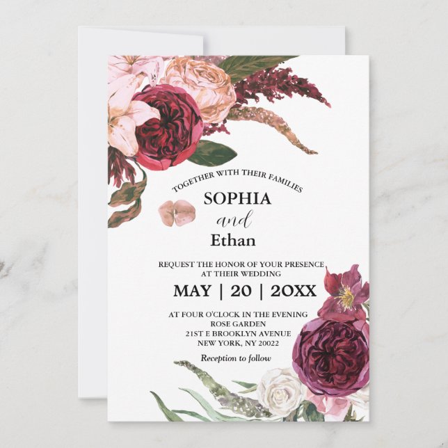 Burgundy Sangria Wedding Invitations (Front)