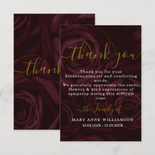 Burgundy Script Minimal Carte de remerciements fun