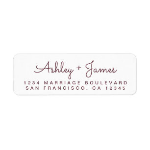 Burgundy Script Names Mariage Adresse de retour