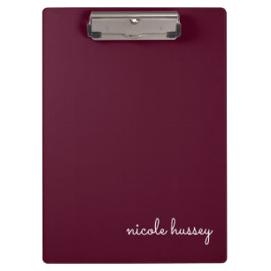 Burgundy Script    Stylish Monogram Modern Clipboard