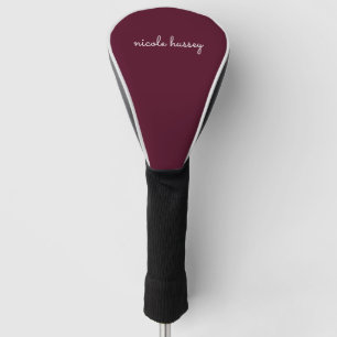 Burgundy Script    Stylish Monogram Modern Golf Head Cover
