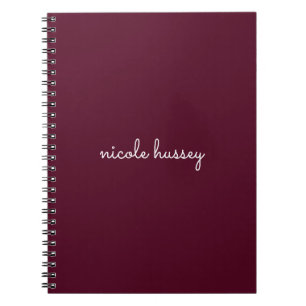 Burgundy Script    Stylish Monogram Modern Notebook