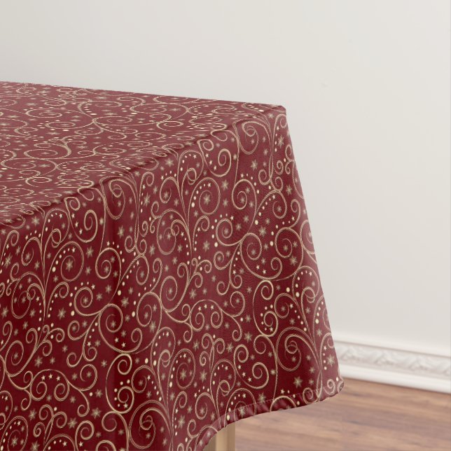 Burgundy Scrolls Tablecloth (In Situ)