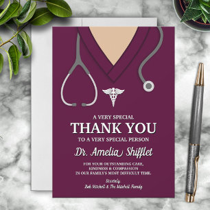 Burgundy Scrubs Medical Professional Thank You Card