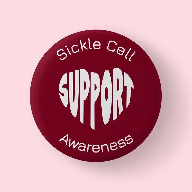 Burgundy Sickle Cell Awareness Button (Sickle Cell Awareness Badge)
