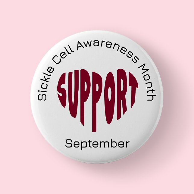 Burgundy Sickle Cell Awareness Month 2 Inch Round Button (Sickle Cell Awareness Month)