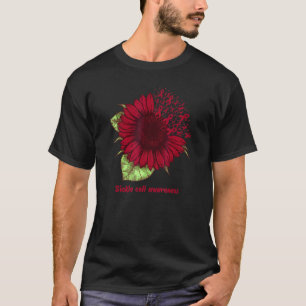 Burgundy Sickle Cell Awareness Sunflower Warrior T-Shirt