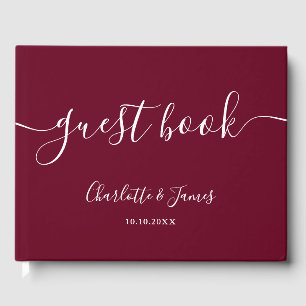 Burgundy Signature Script Wedding Guest Book