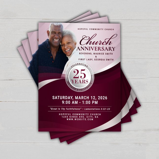 Burgundy & Silver Church Anniversary Flyer (Creator Uploaded)