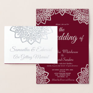 Burgundy Silver Elegant Wedding Invitation