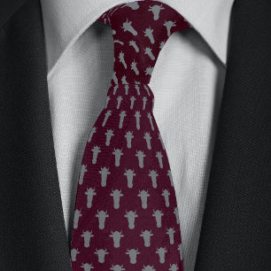 Burgundy & Silver Farmer Rancher Cow Head Tie