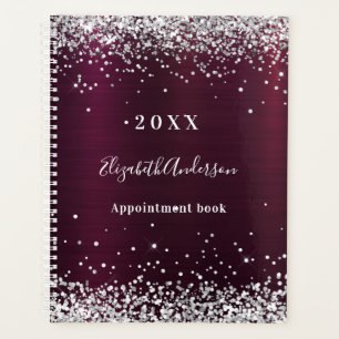 Burgundy silver glitter name 2025 planner
