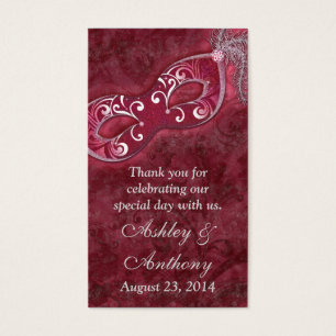 Burgundy Silver Masquerade Wedding Favor Tags