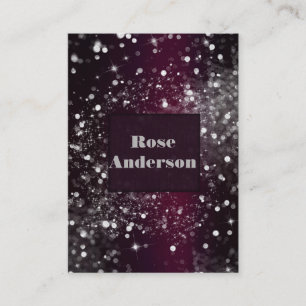 Burgundy Silver Sparkling Lights Sparkle Glitter Business Card