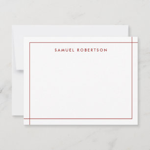 Burgundy Simple Border Corner Square Note Card