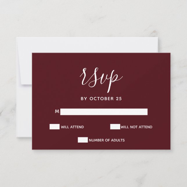 Burgundy Simple Calligraphie moderne RSVP (Devant)