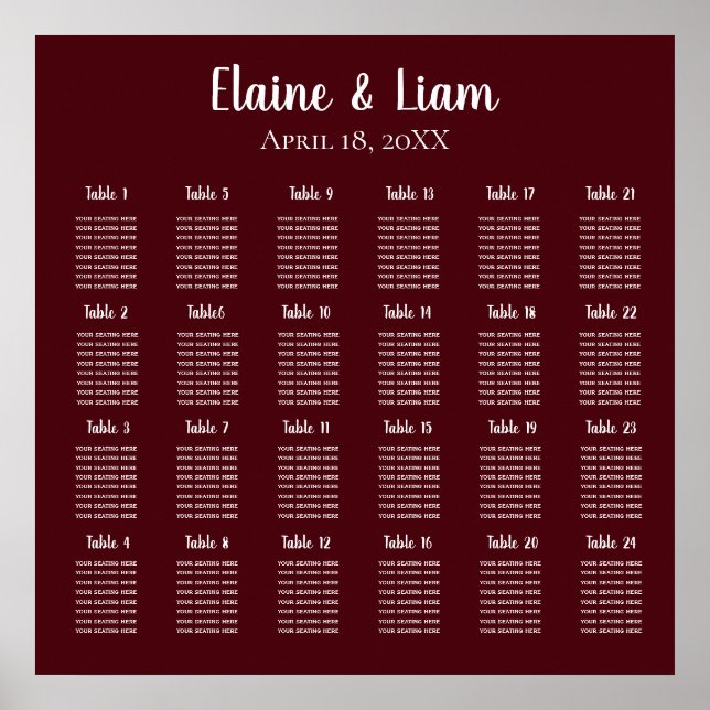Burgundy Simple Calligraphy Poster de Mariage (Devant)