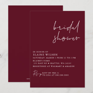 Burgundy Simple Elegant Modern Bridal Shower Invitation