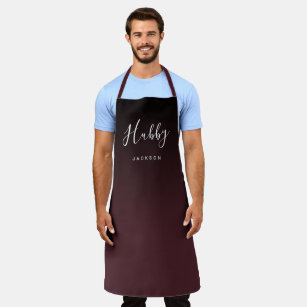 Burgundy simple personalized hubby apron