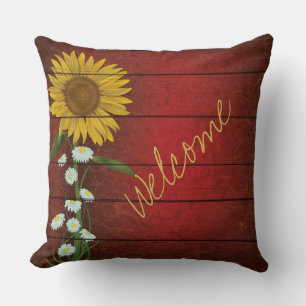 Burgundy Single Sunflower Pillow