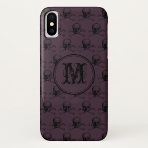 Burgundy Skull Halloween Personalized Monogram Case-Mate iPhone Case