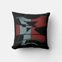 Burgundy Slate Blue Black Curved Geometric Design