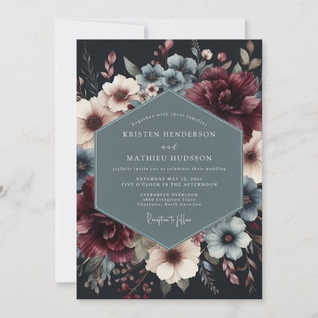 Burgundy Slate Vesperal Wedding Invitation (Front)