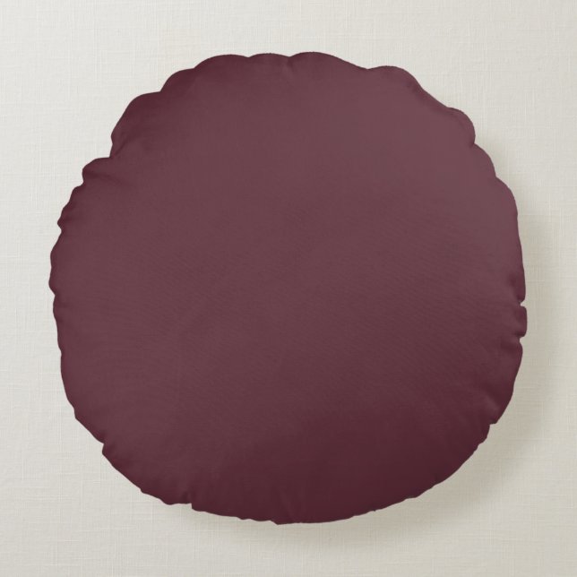 Burgundy Solid Color Round Pillow (Front)