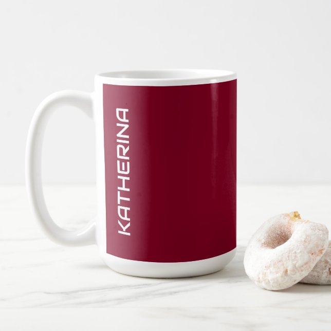 Burgundy Solid Colour | Classic Personalized  Coffee Mug (With Donut)