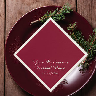 Burgundy solid colour -personalized napkin