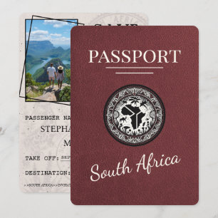 Burgundy South Africa Passport Save The Date